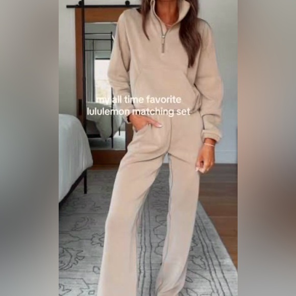 Lululemon Brushed Softstreme Half Zip and Drapey Softstreme Flared Pants Set - Picture 11 of 17